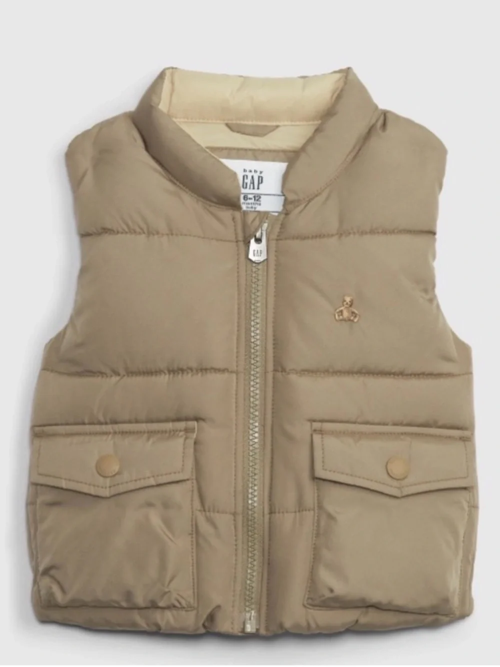 GAP Baby Recycled Utility Tan Puffer Vest EUC Size 18-24 Months
